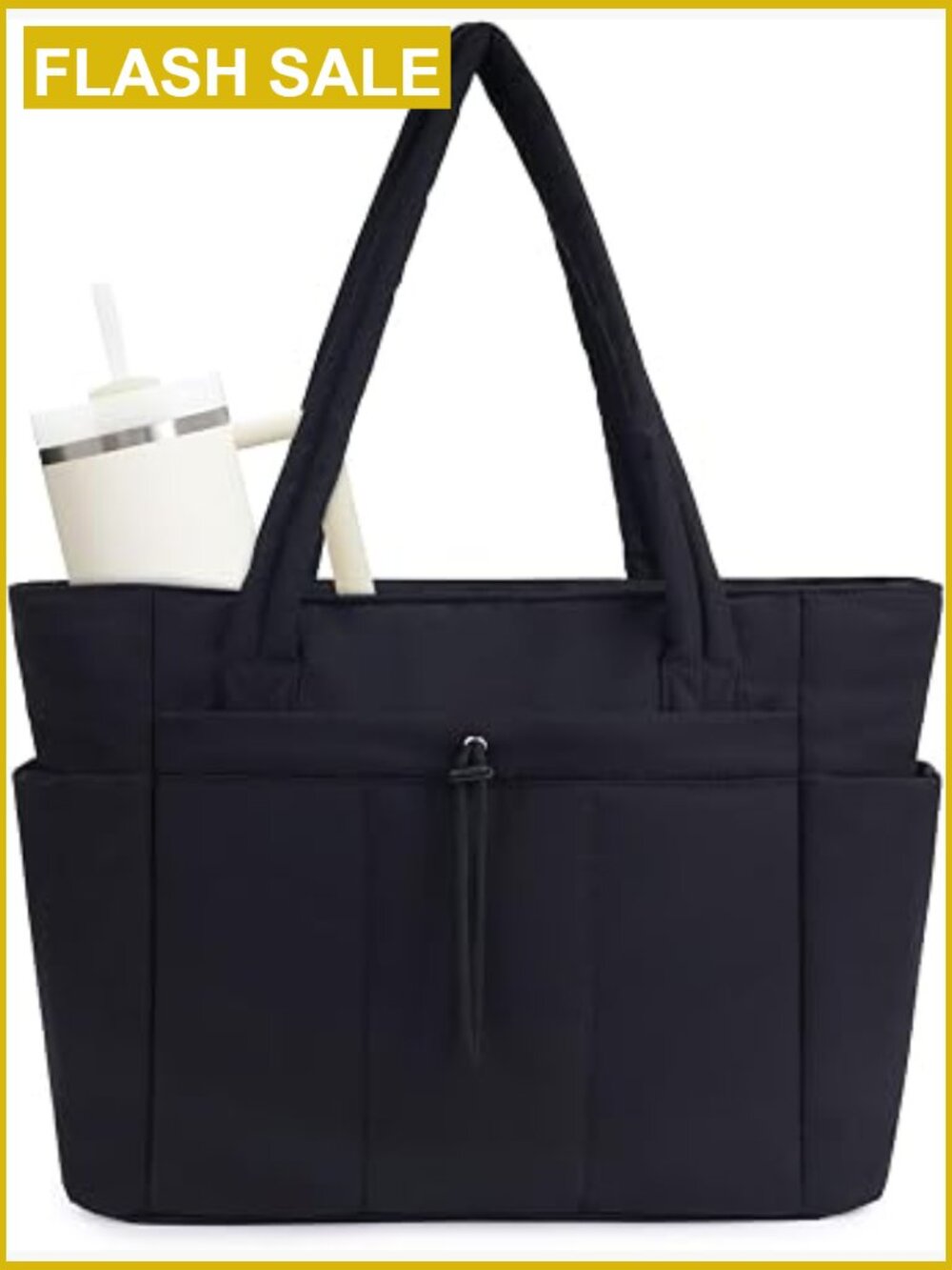 Puffer Tote Bag for Women, 20L Travel Work Nurse Bag, Fits 40oz Tumbler & 15.6"